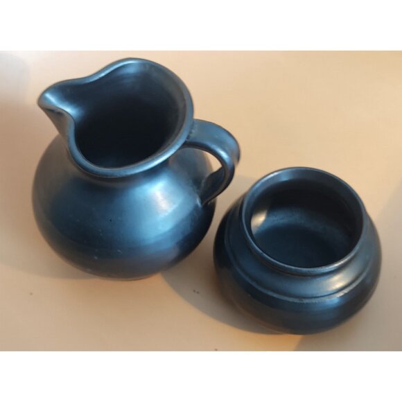 Vintage Prinknash England Stoneware Antique Black Sugar Bowl & Creamer Set - Picture 16 of 16